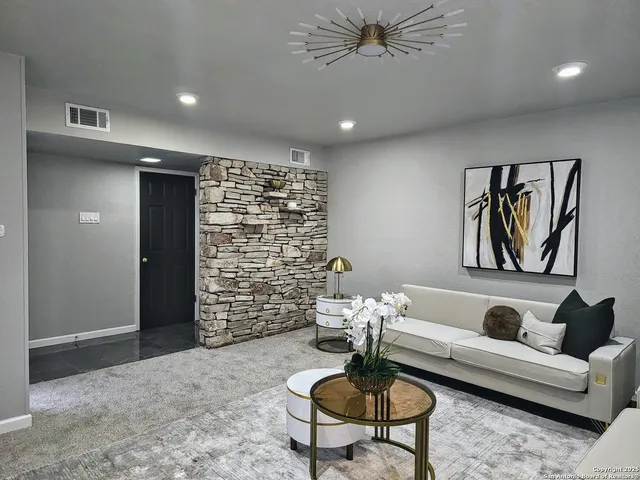 a living room with furniture