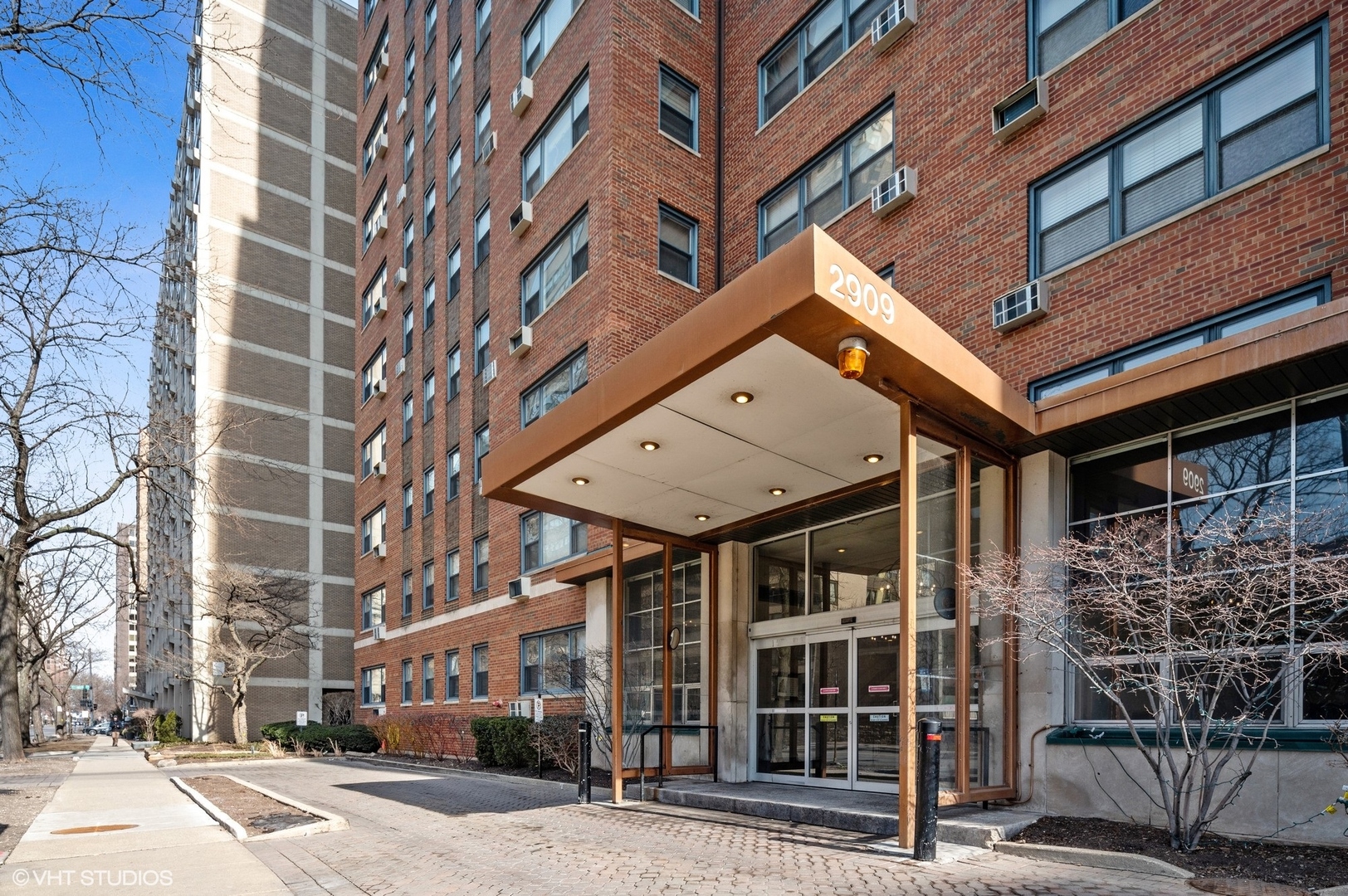 a front view of a building