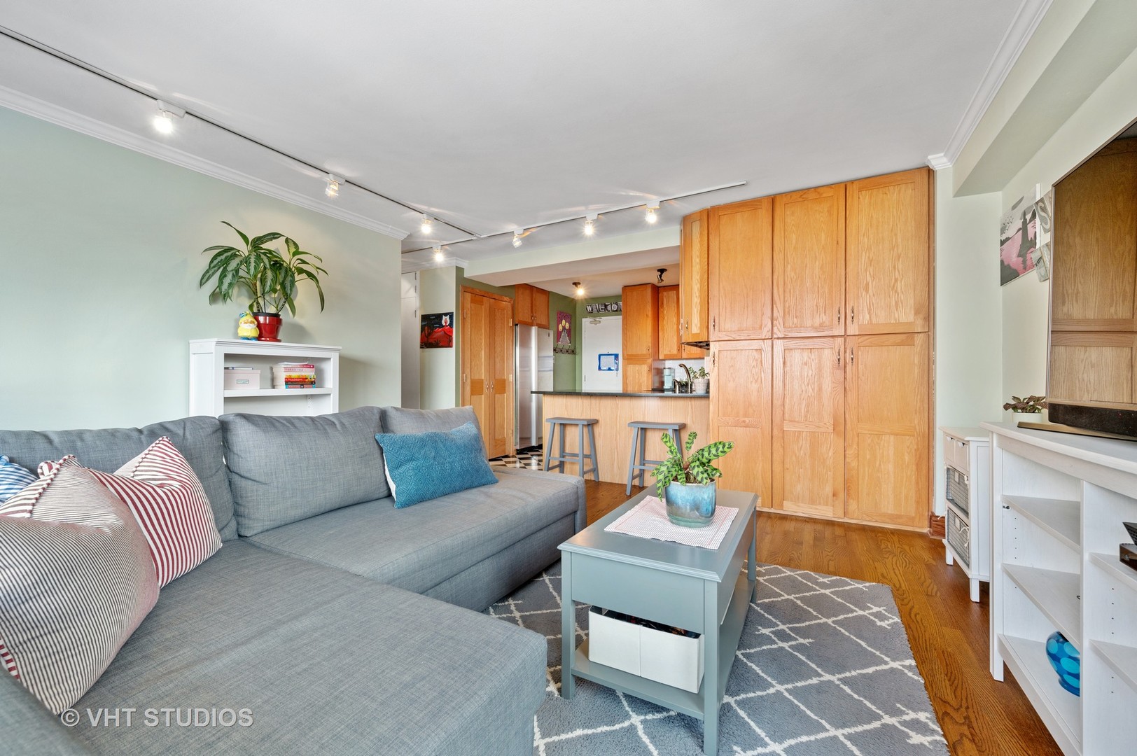 2909 North Sheridan Road, Unit 1105 Chicago, IL 60657 - Photo 4 of 11 a living room with furniture and a flat screen tv