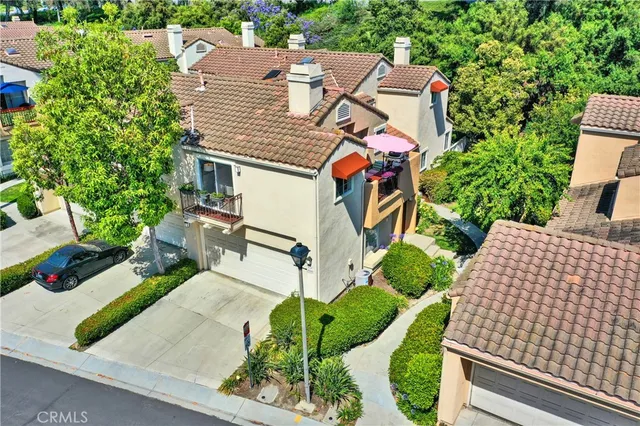 an aerial view of a house