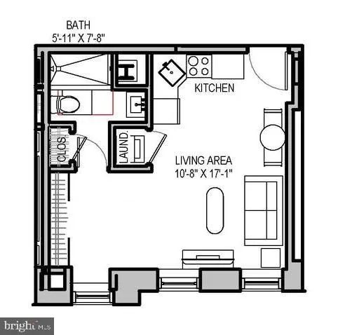 a picture of a bench in front of a door