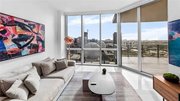 a living room with furniture