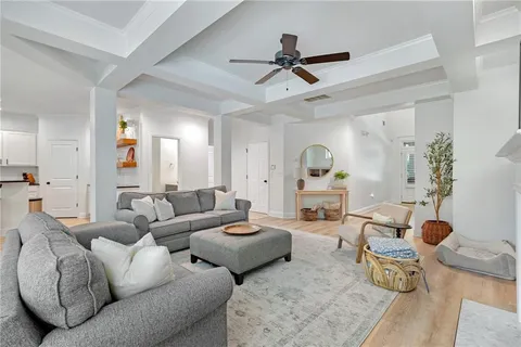 a living room with furniture