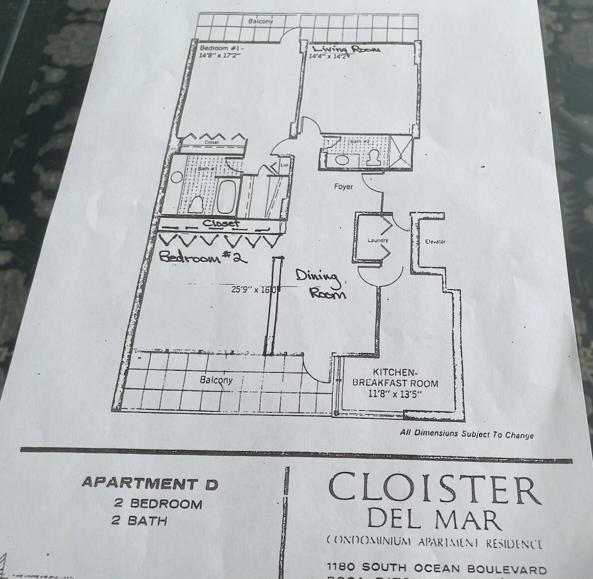1180 South Ocean Boulevard, Unit 17D Boca Raton, FL 33432 - Photo 37 of 37 floor plan