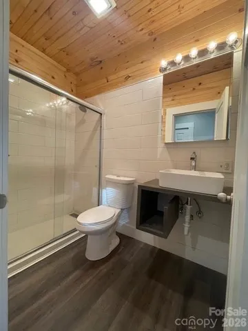 a bathroom with a toilet a sink and mirror