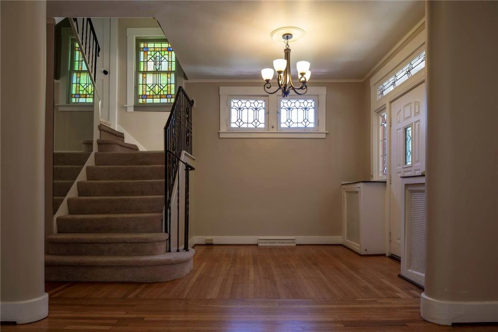 5616 Marlborough Road Pittsburgh, PA 15217 - Photo 4 of 23 Grand entry with leaded stain glass windows...