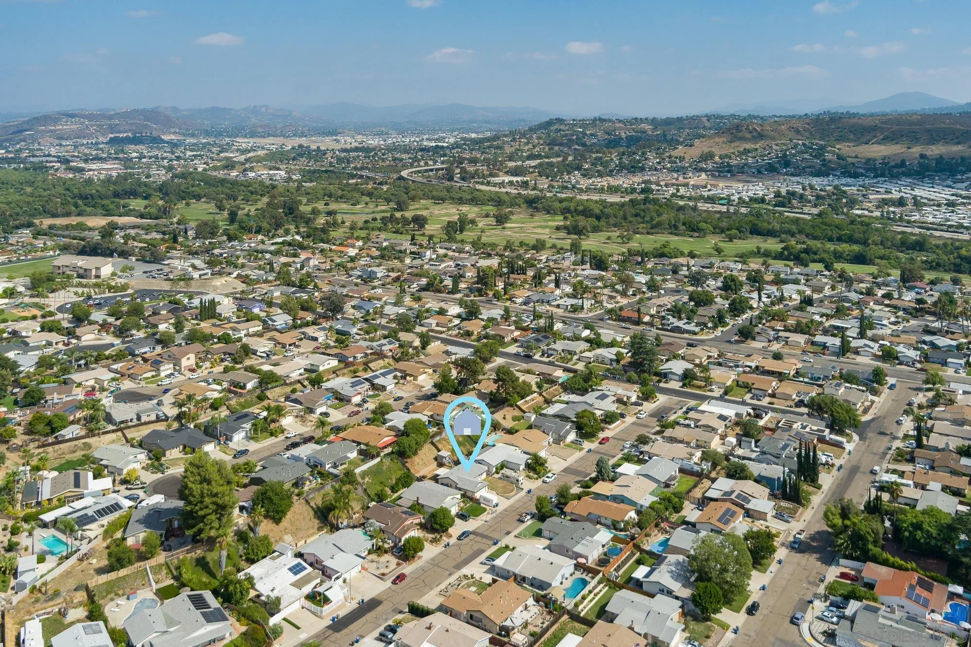 9357 Dempster Drive Santee, CA 92071 - Photo 3 of 35 an aerial view of residential houses with outdoor space
