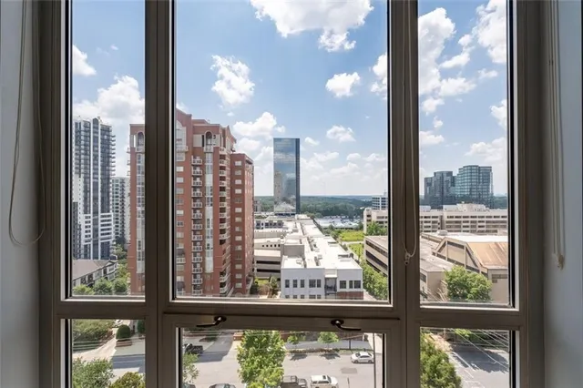a view of a city from a window