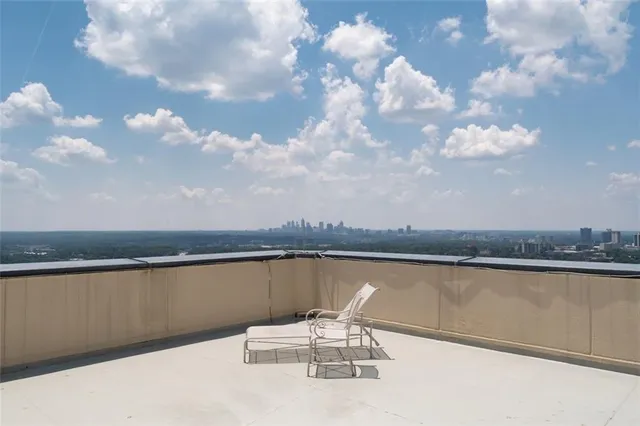 a view of a city with tall buildings