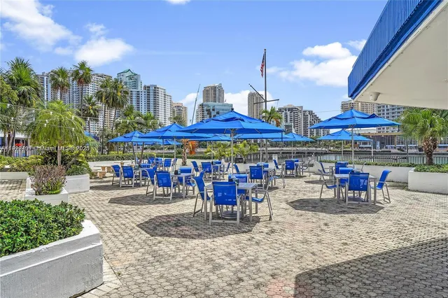 a view of a tables and chairs in patio