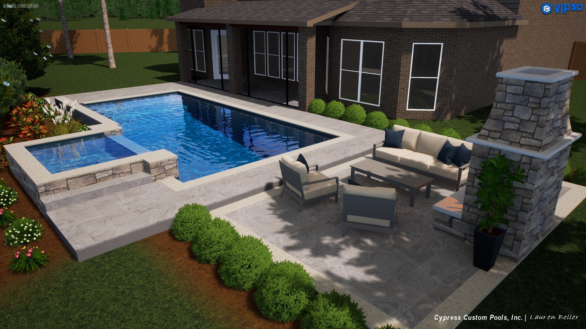 147 West Valera Ridge Place The Woodlands, TX 77389 - Photo 48 of 50 Pool rendering done by Cypress Custom Pools.