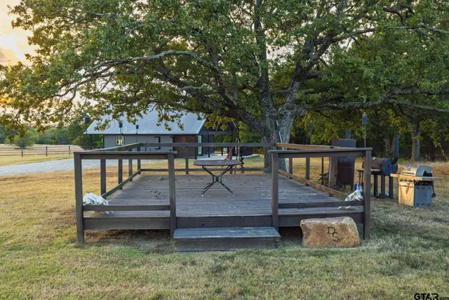 an outdoor space with furniture