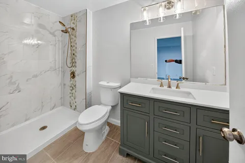 a bathroom with a sink toilet a shower and a mirror