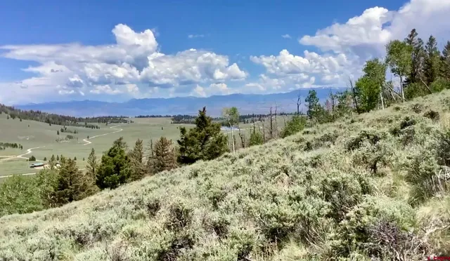 a view of a lake with a building in the background
