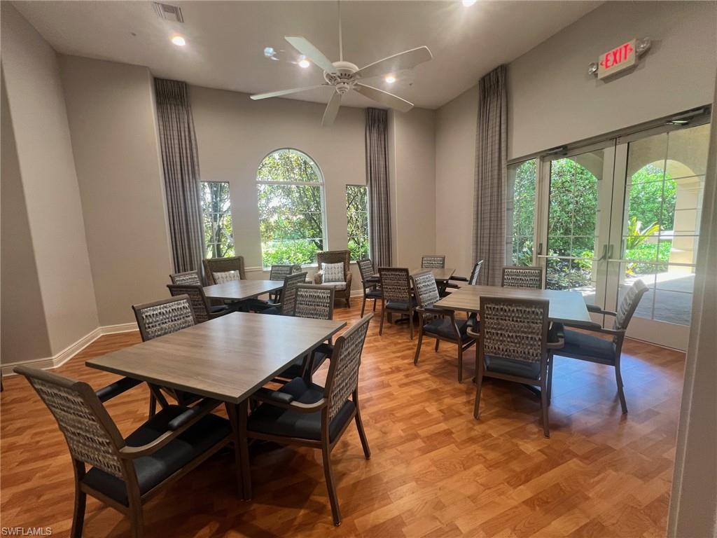 817 Regency Reserve Circle, Unit 3901 Naples, FL 34119 - Photo 30 of 35 Game Room featuring a high ceiling, ceiling fan, and french doors