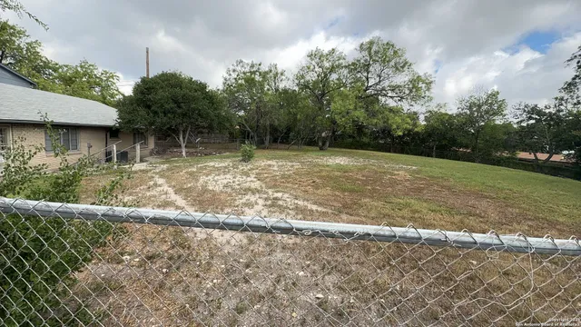 a view of a yard with a tree