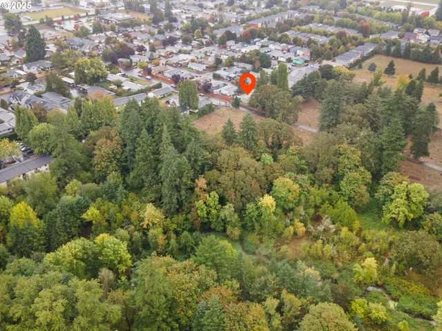 an aerial view of residential houses with yard