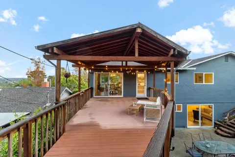 a view of a patio on the deck
