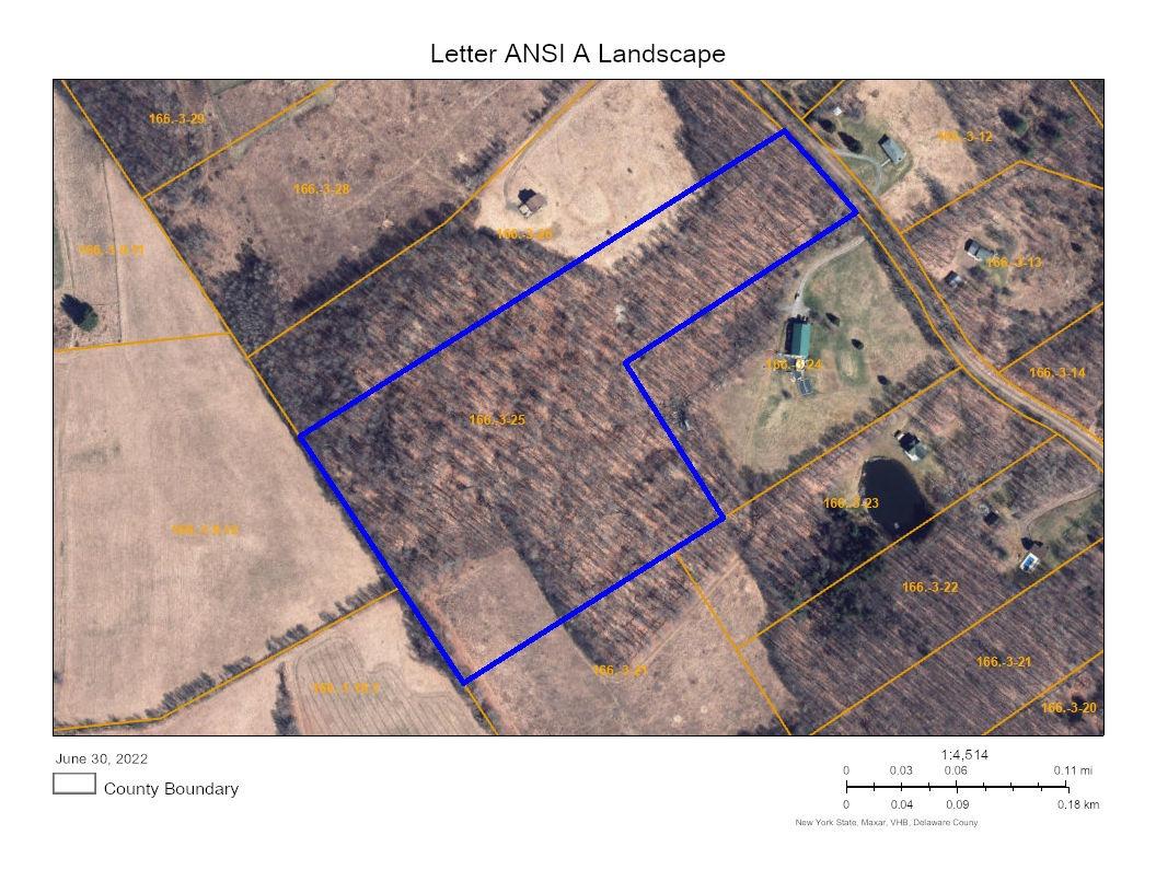 310' road frontage, wooded parcel