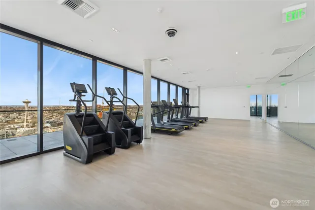 a view of a room with gym equipment