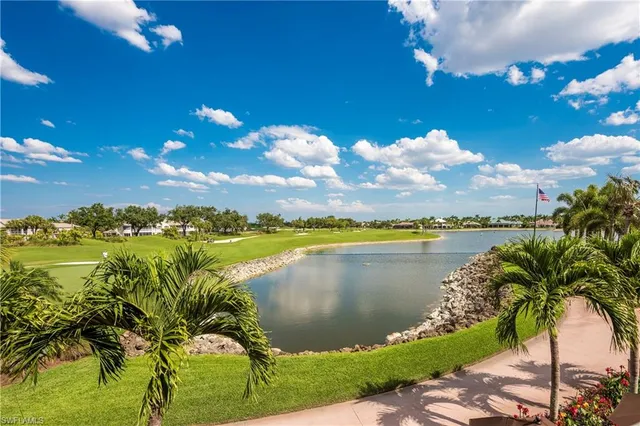 a view of a lake from a yard
