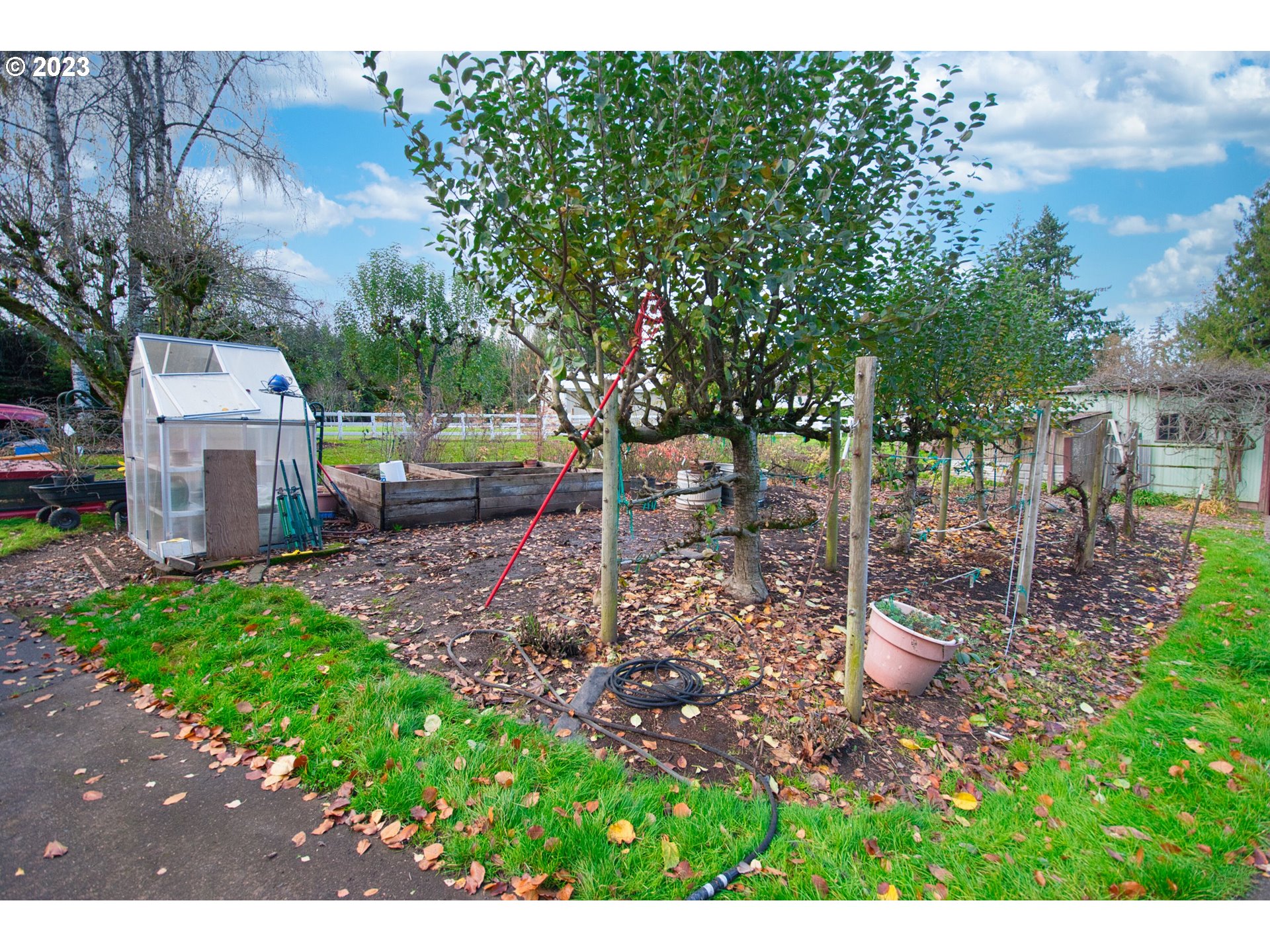 8181 Labish Center Road Northeast Silverton, OR 97381 - Photo 13 of 43 a view of a backyard with a garden