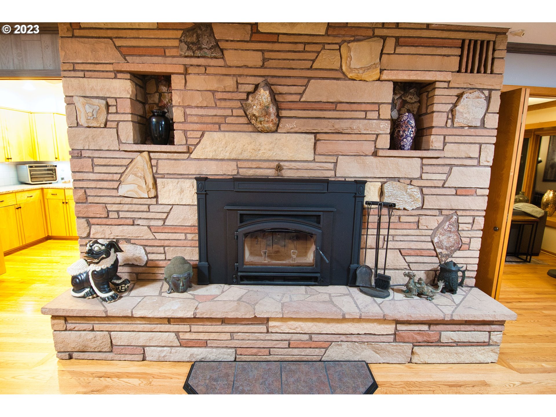 8181 Labish Center Road Northeast Silverton, OR 97381 - Photo 26 of 43 a black and white photo of a fireplace