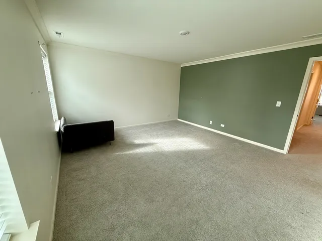an empty room with a door