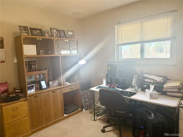 a room with a workspace
