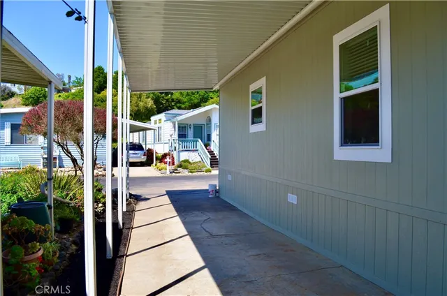 a view of a room that has a window in it