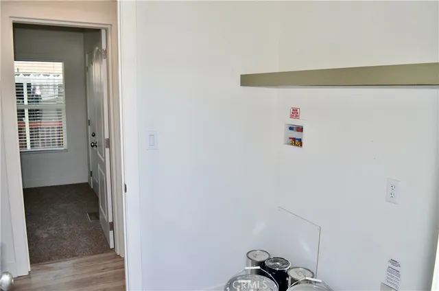 a view of small space with racks on the wall