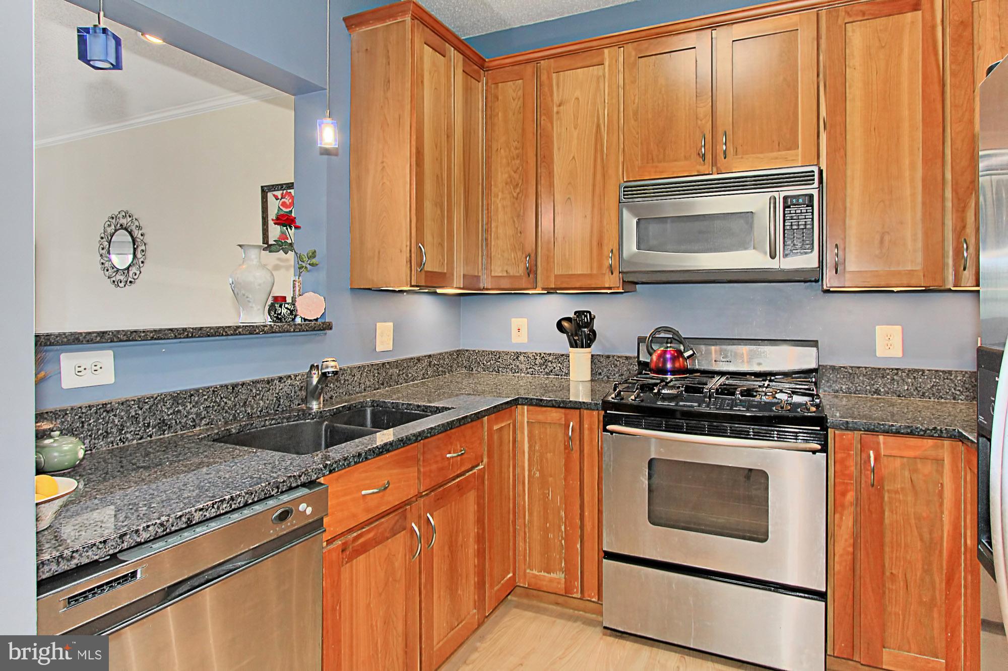1708 Lake Shore Crest Drive, Unit 24 Reston, VA 20190 - Photo 6 of 29 Luxury Kitchen w/ Wood Cabinets & Granite Counters