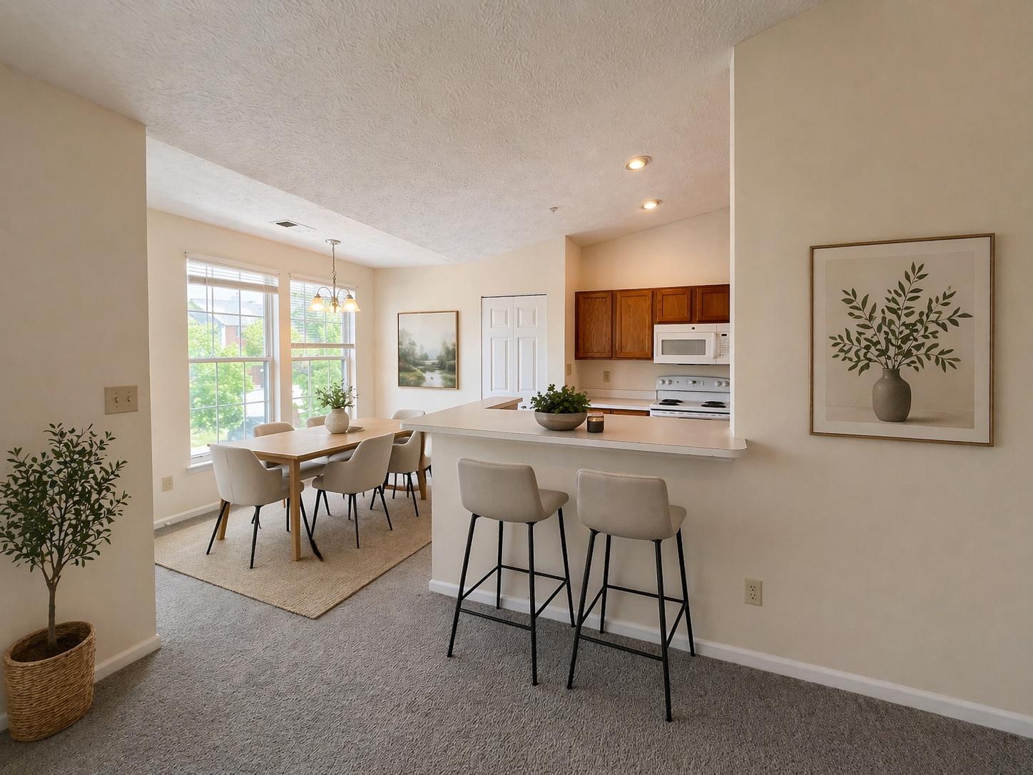 703 Orchard Overlook, Unit 301 Odenton, MD 21113 - Photo 9 of 28 Dining area and breakfast bar(virtually staged).