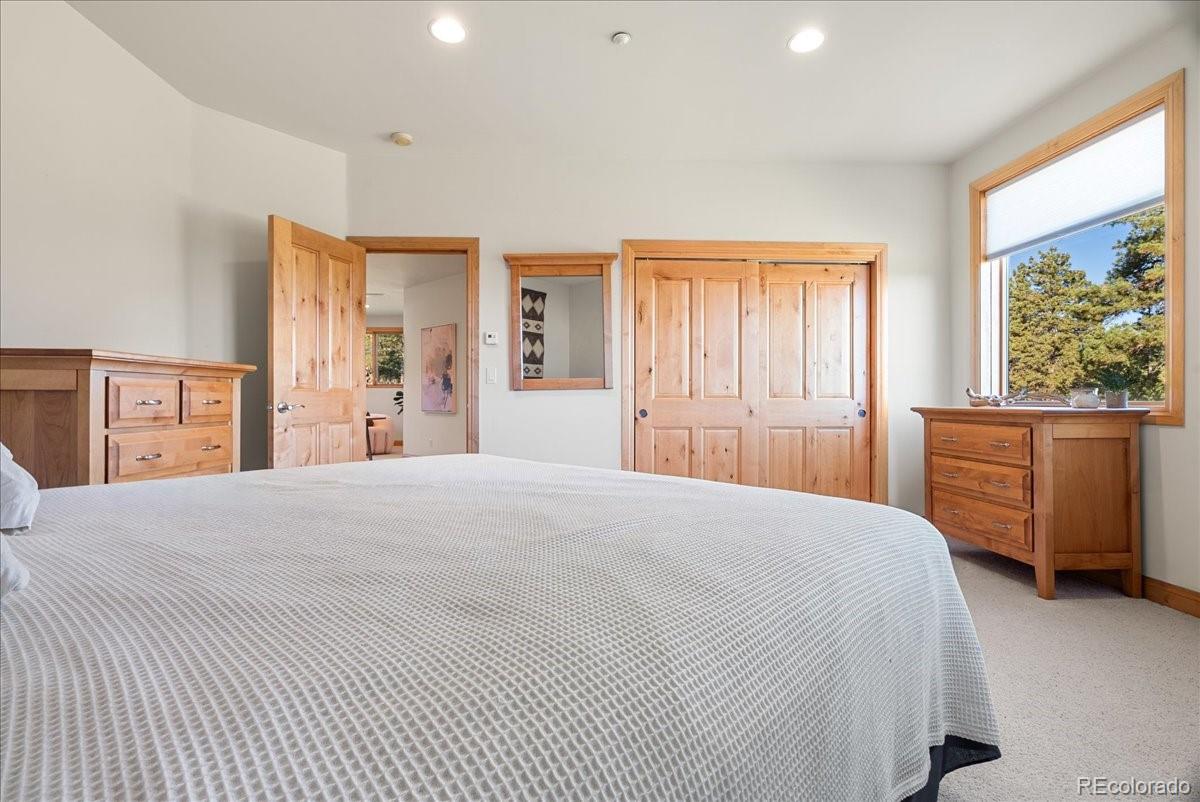 20682 Falcon Wing Road Indian Hills, CO 80454 - Photo 38 of 45 a bedroom with a bed and a closet