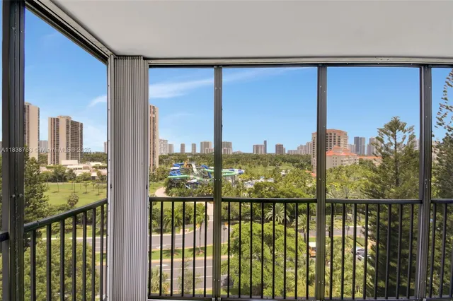 a view of a city from a balcony