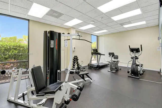a view of a room with gym equipment