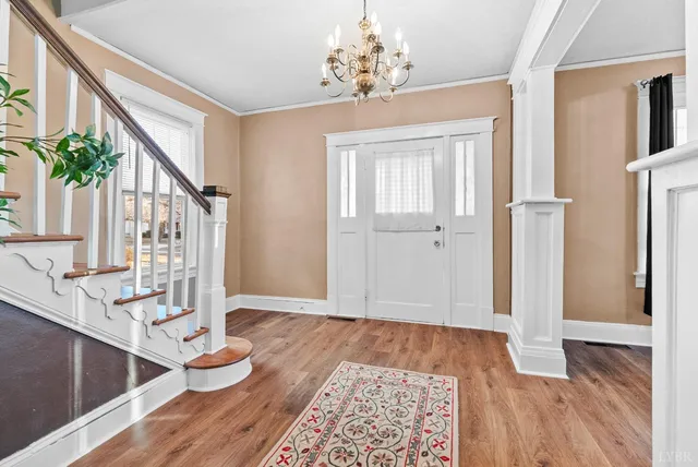 a view of entryway with wooden floor