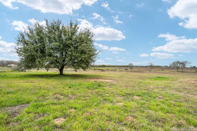 a view of a lake with a yard