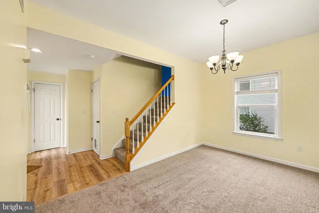 a view of livingroom with chandelier