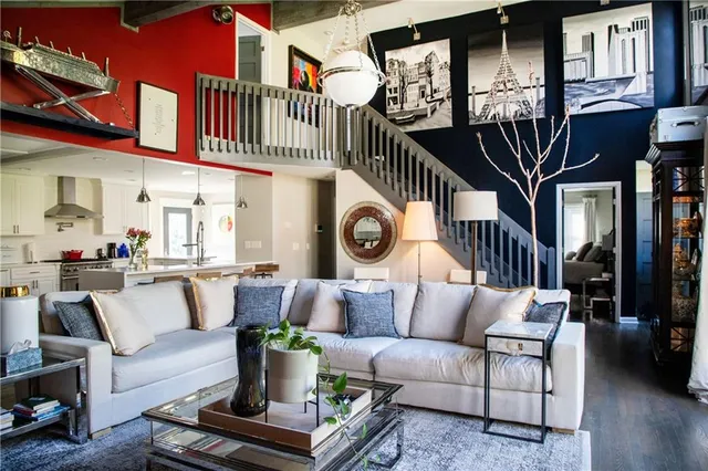 a living room with furniture