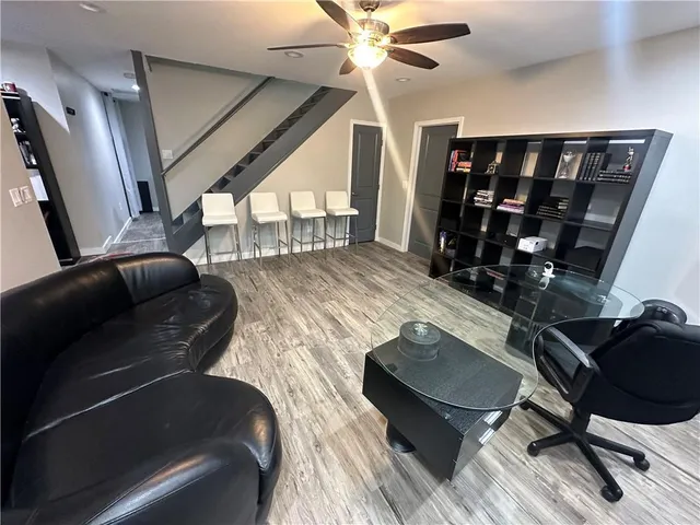 a living room with furniture