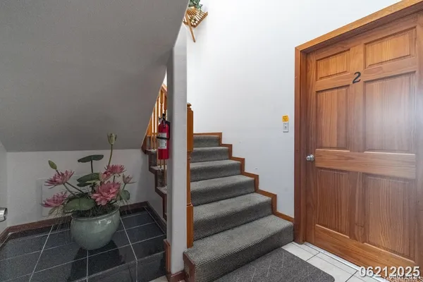 a view of a hallway to a house