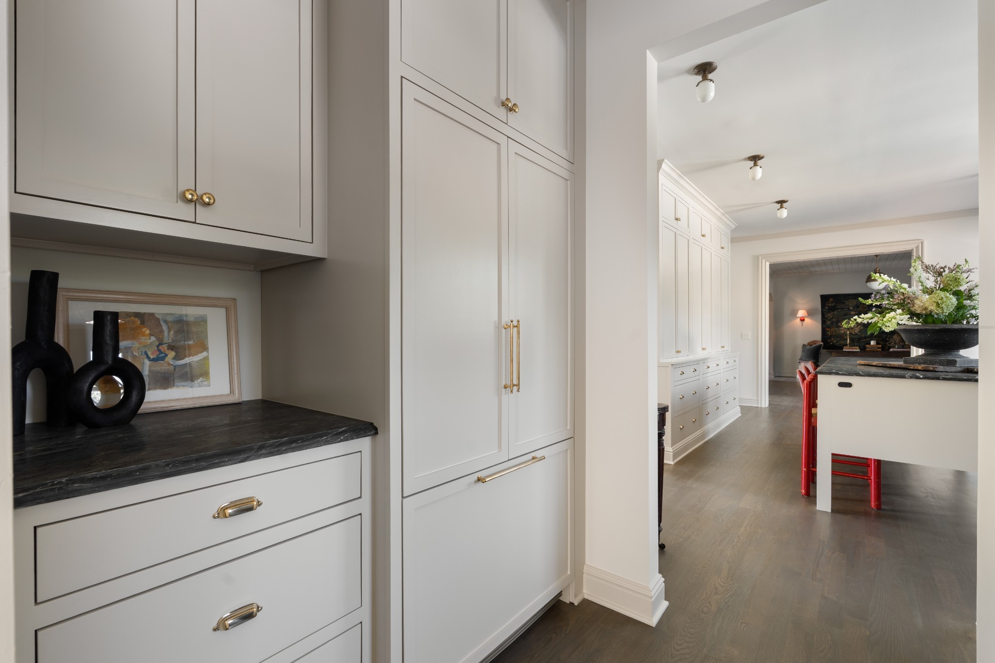 896 Sneed Road West Franklin, TN 37069 - Photo 23 of 55 a kitchen with granite countertop white cabinets and white appliances