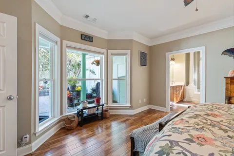 a view of a swimming pool with a yard