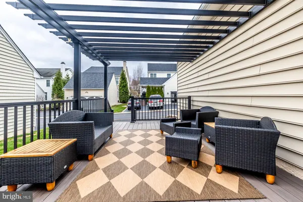 a building outdoor space with patio furniture