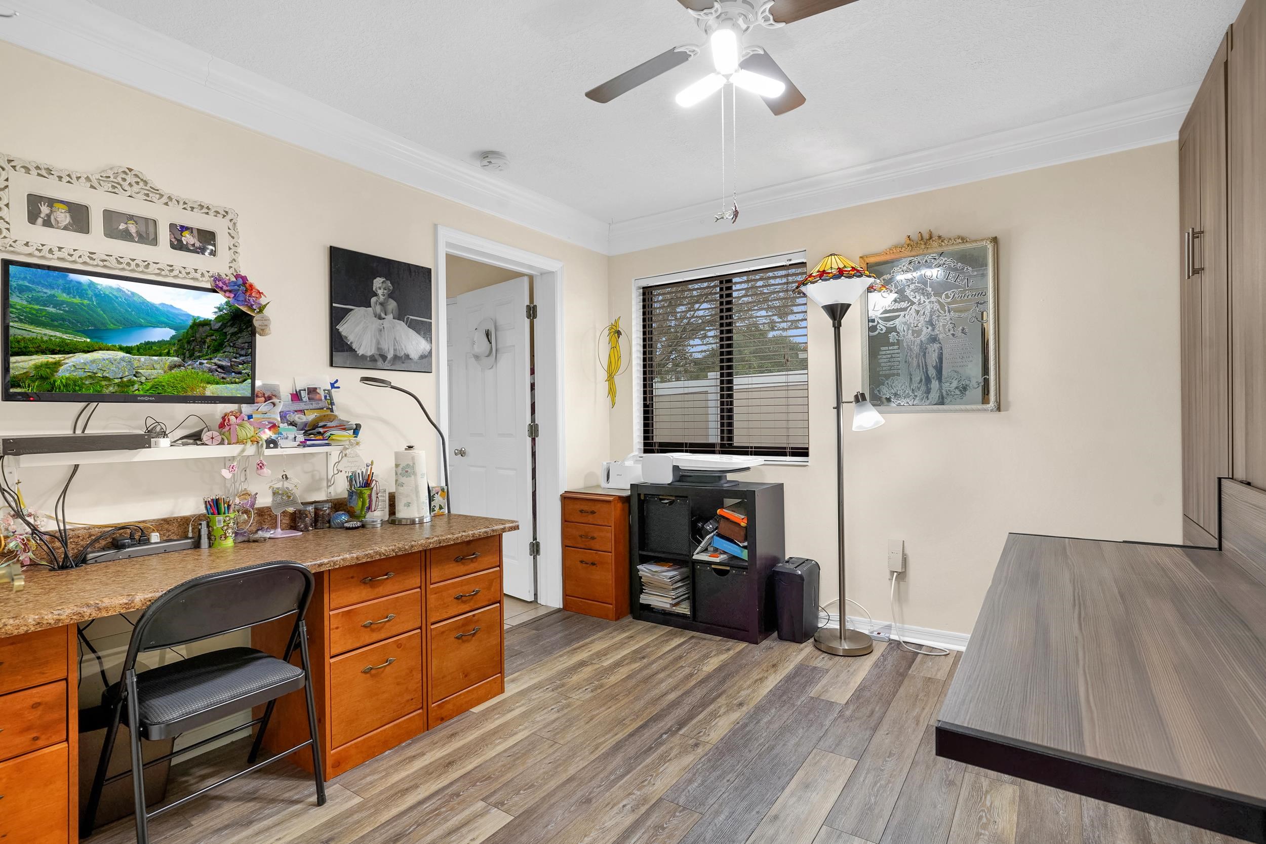 4 Calusa Court Palm Coast, FL 32137 - Photo 31 of 51 Office featuring ornamental molding, light wood finished floors, and ceiling fan