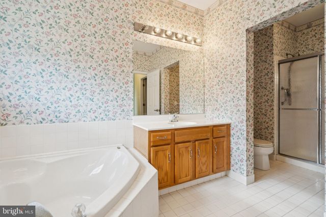 a bathroom with a bathtub sink and mirror