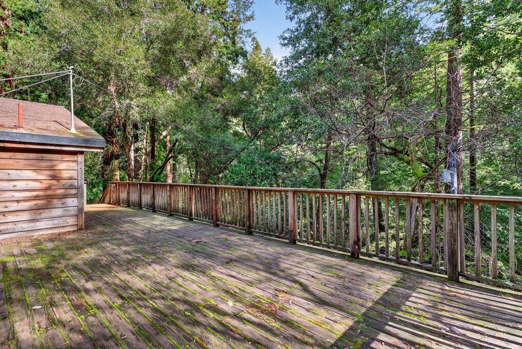 13033 Lompico Road Felton, CA 95018 - Photo 24 of 32 a view of balcony with wooden floor and fence