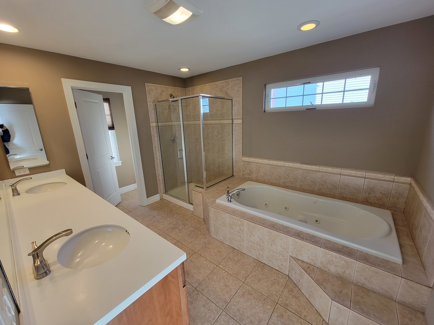 904 Deer Path Drive Antioch, IL 60002 - Photo 27 of 42 a bathroom with a tub a sink and a large mirror