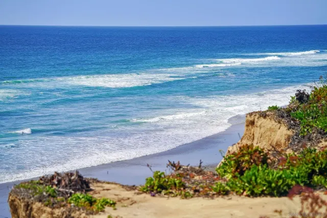a view of an ocean and beach